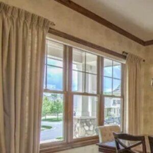 2 Custom Beige 27W X 100L PINCH PLEAT Drapery Panels